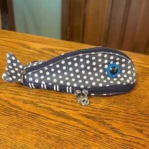 Blue & White Polka Dot Whale Pencil Case